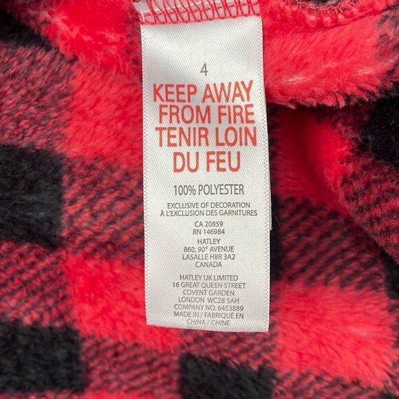 Little Blue House Buffalo Plaid Fleece Hooded Pajamas size 4 - Picture 7 of 7